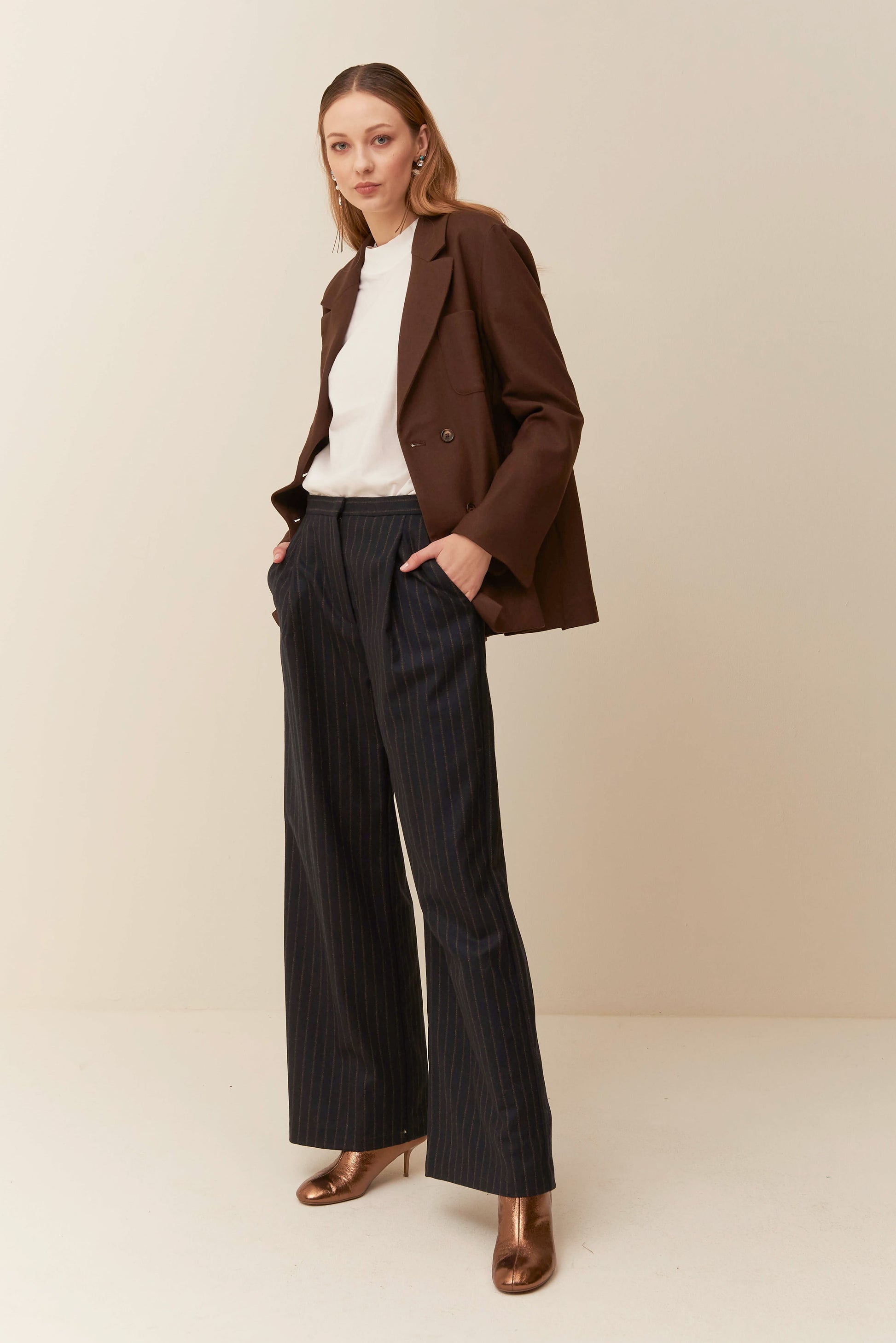 Pantalone in flanella gessata