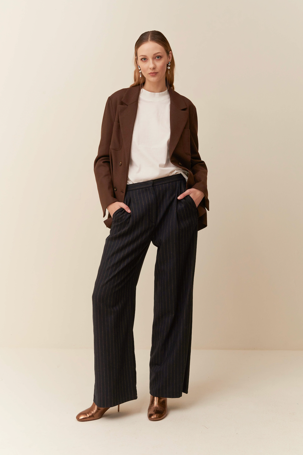 Pantalone in flanella gessata