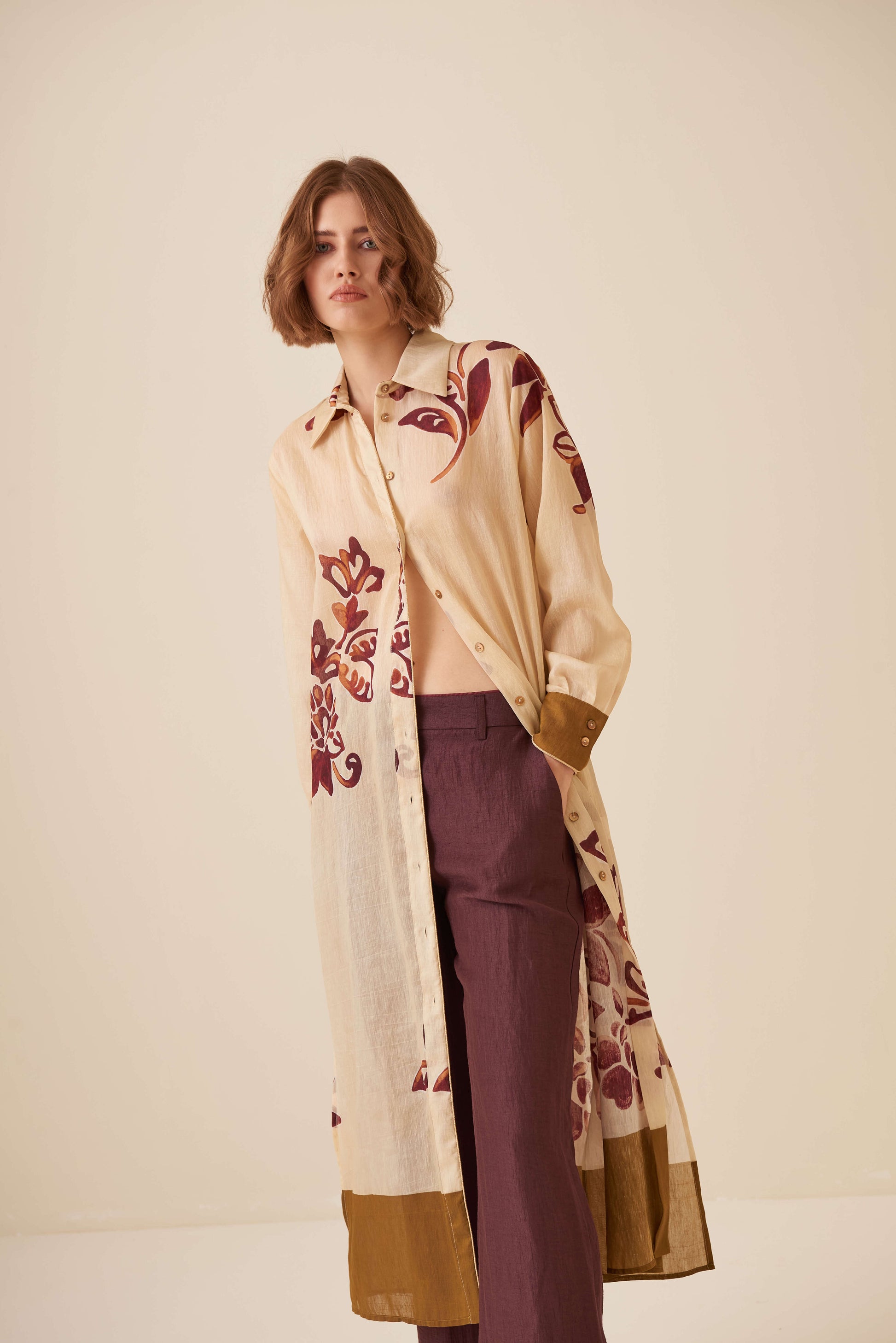 Chemisier con piping d'orato