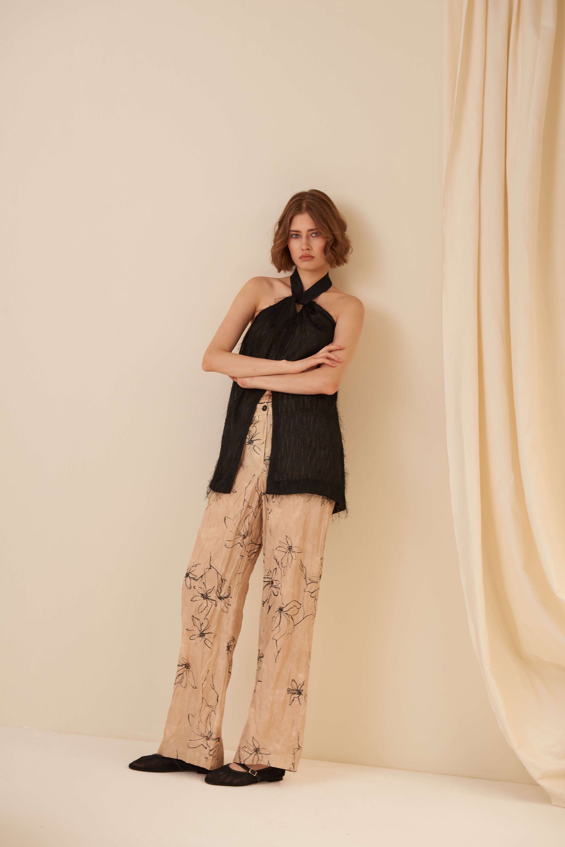 Pantalone effetto stropicciato in viscosa