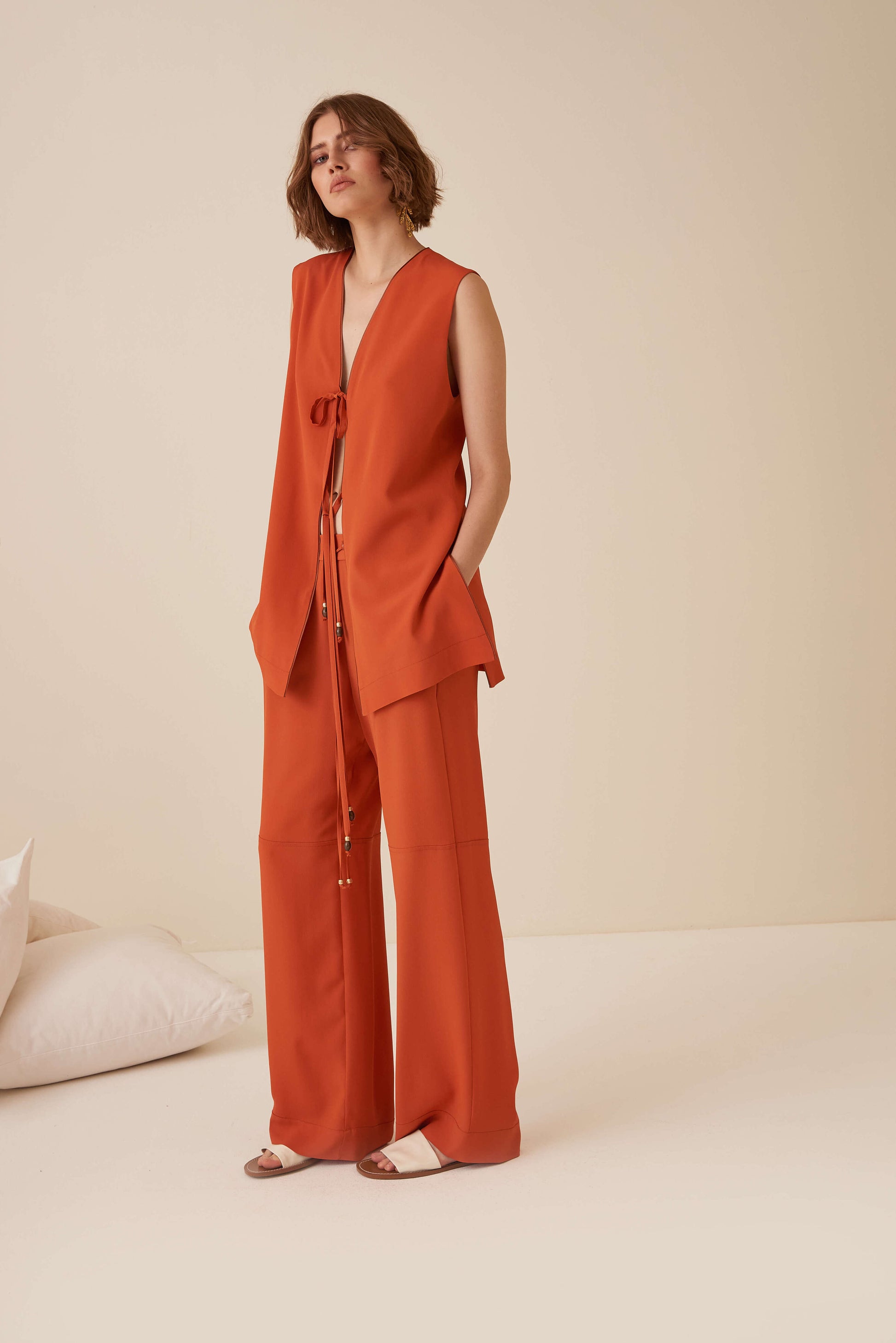 Pantalone a palazzo in seta