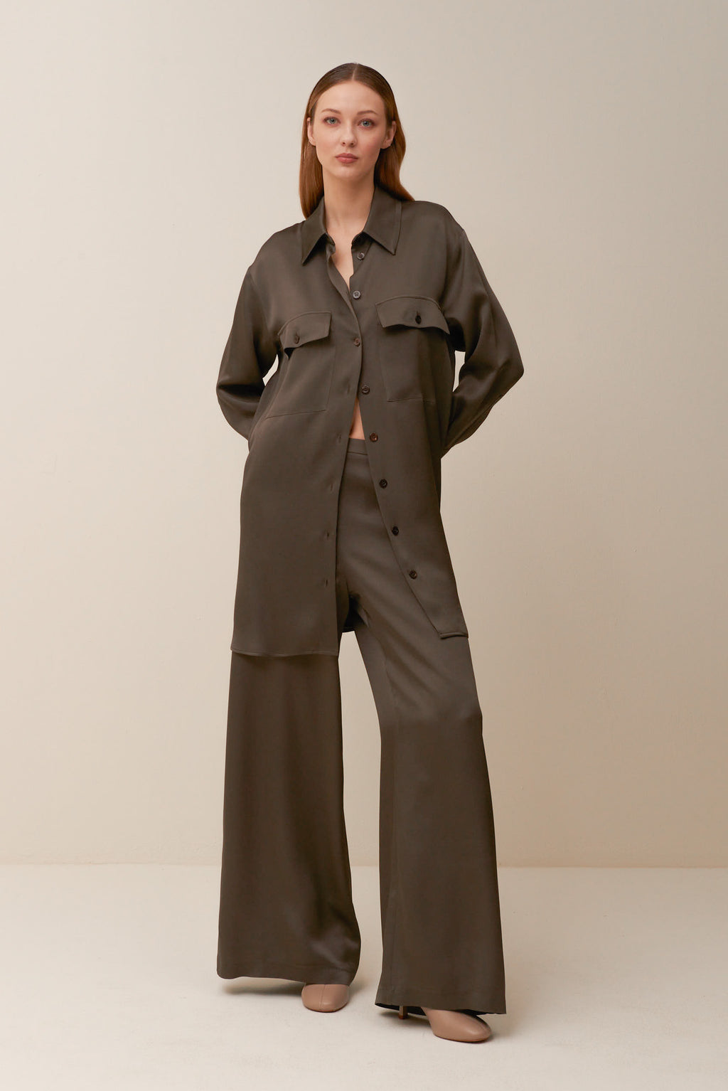 Pantalone palazzo in crêpe