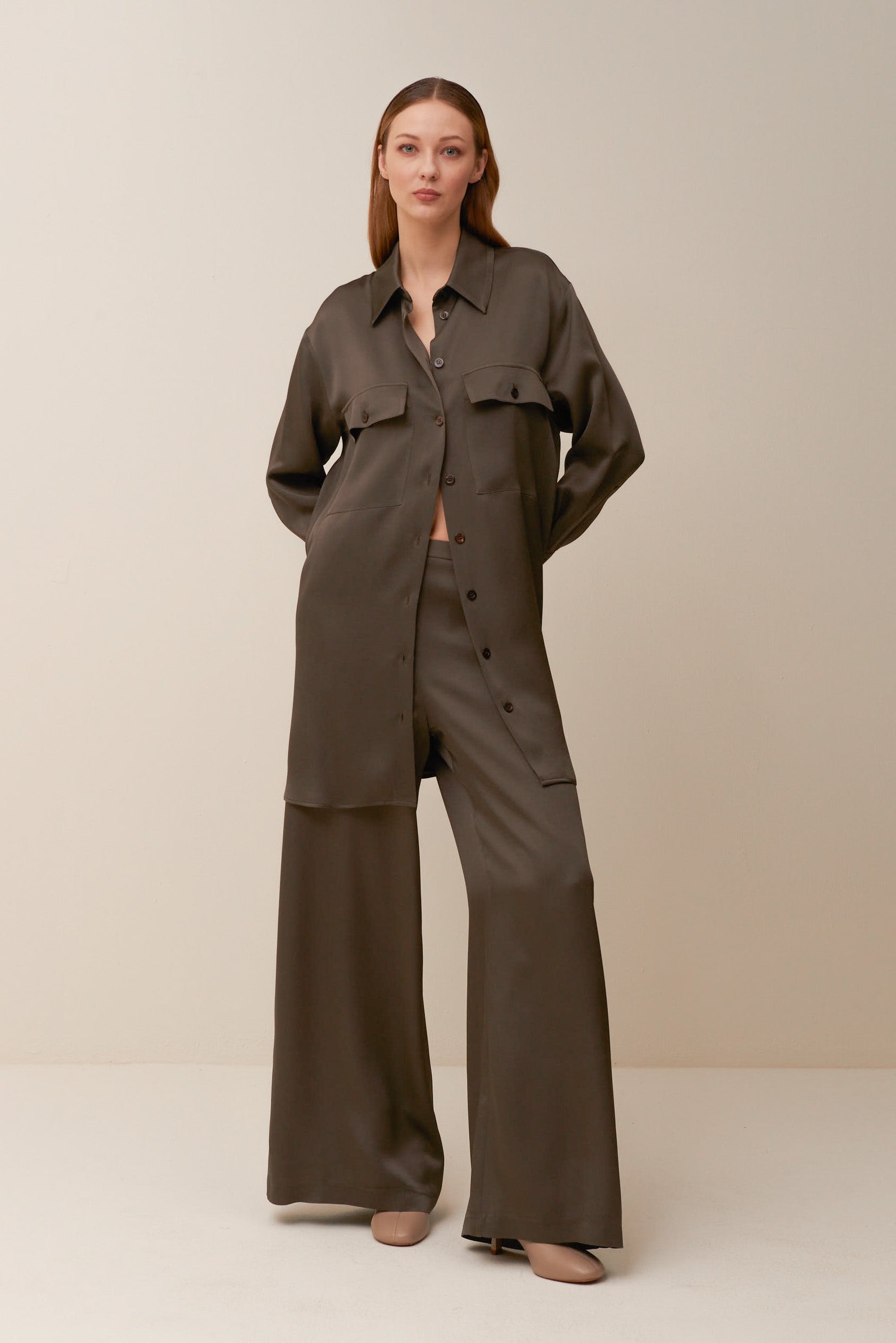 Pantalone palazzo in crêpe