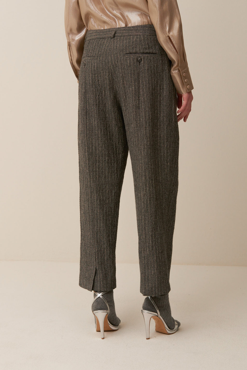 Pantalone gessato in lana