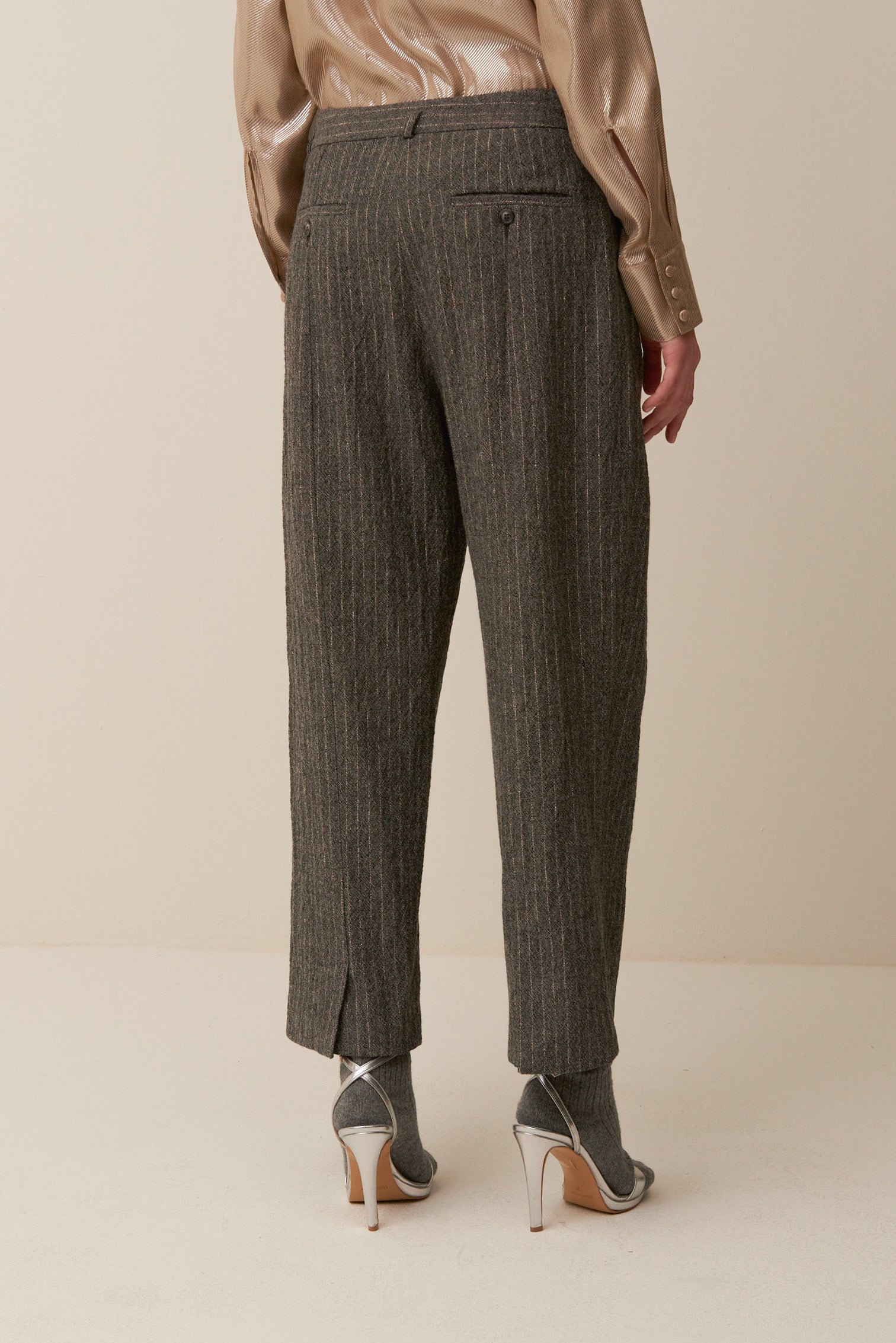 Pantalone gessato in lana