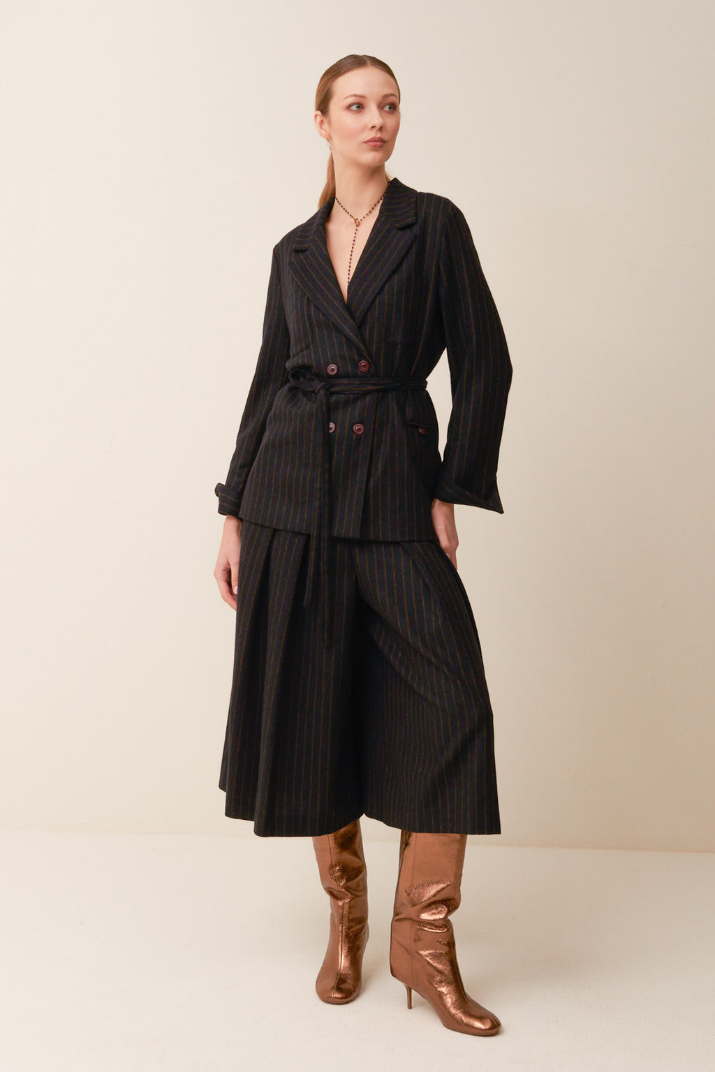 Gonna pantalone in flanella gessata