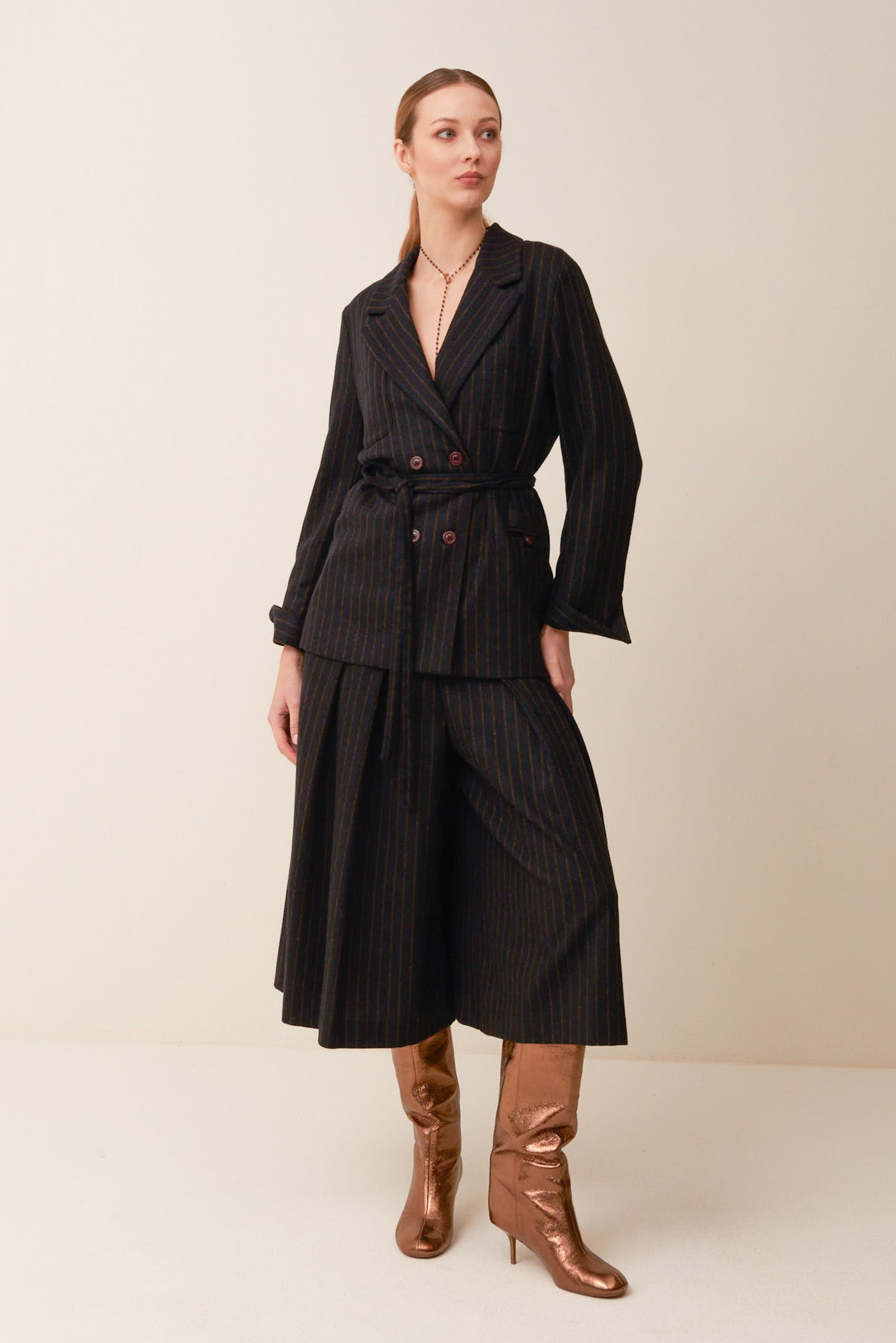 Gonna pantalone in flanella gessata
