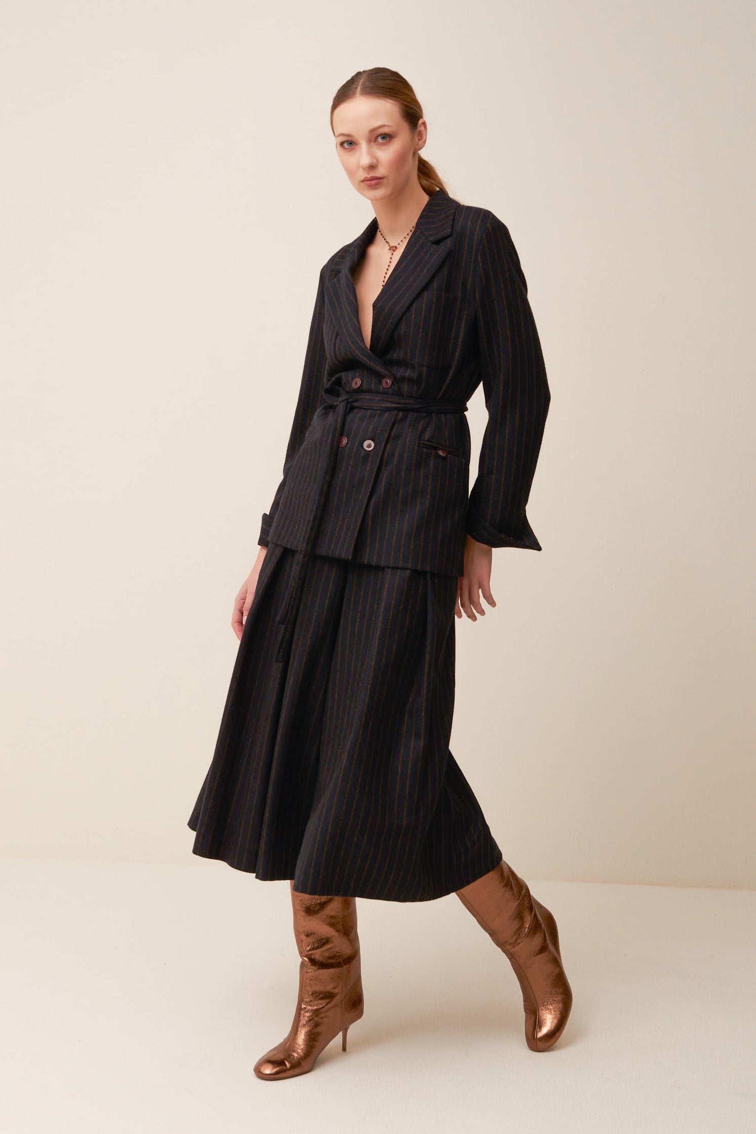 Gonna pantalone in flanella gessata