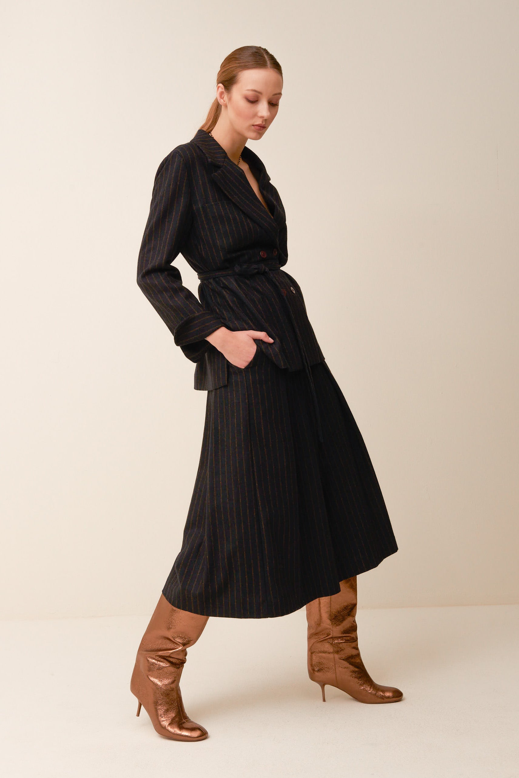 Gonna pantalone in flanella gessata