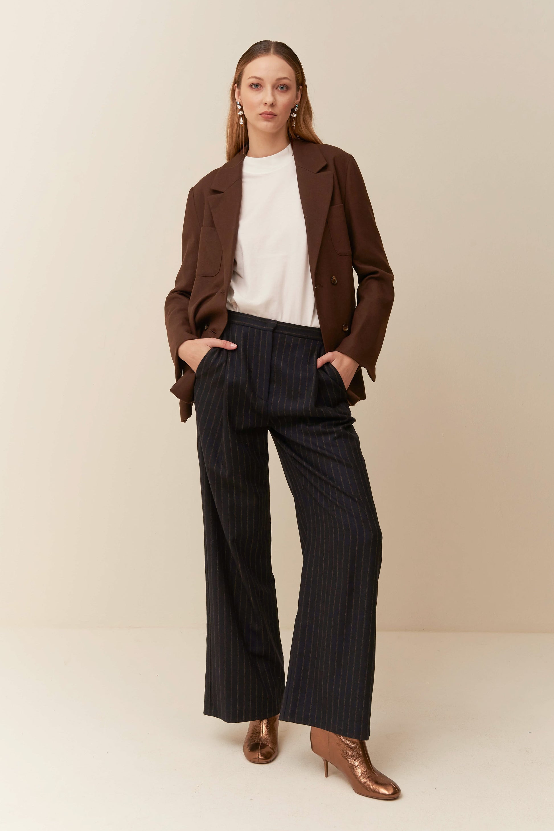 Pantalone in flanella gessata
