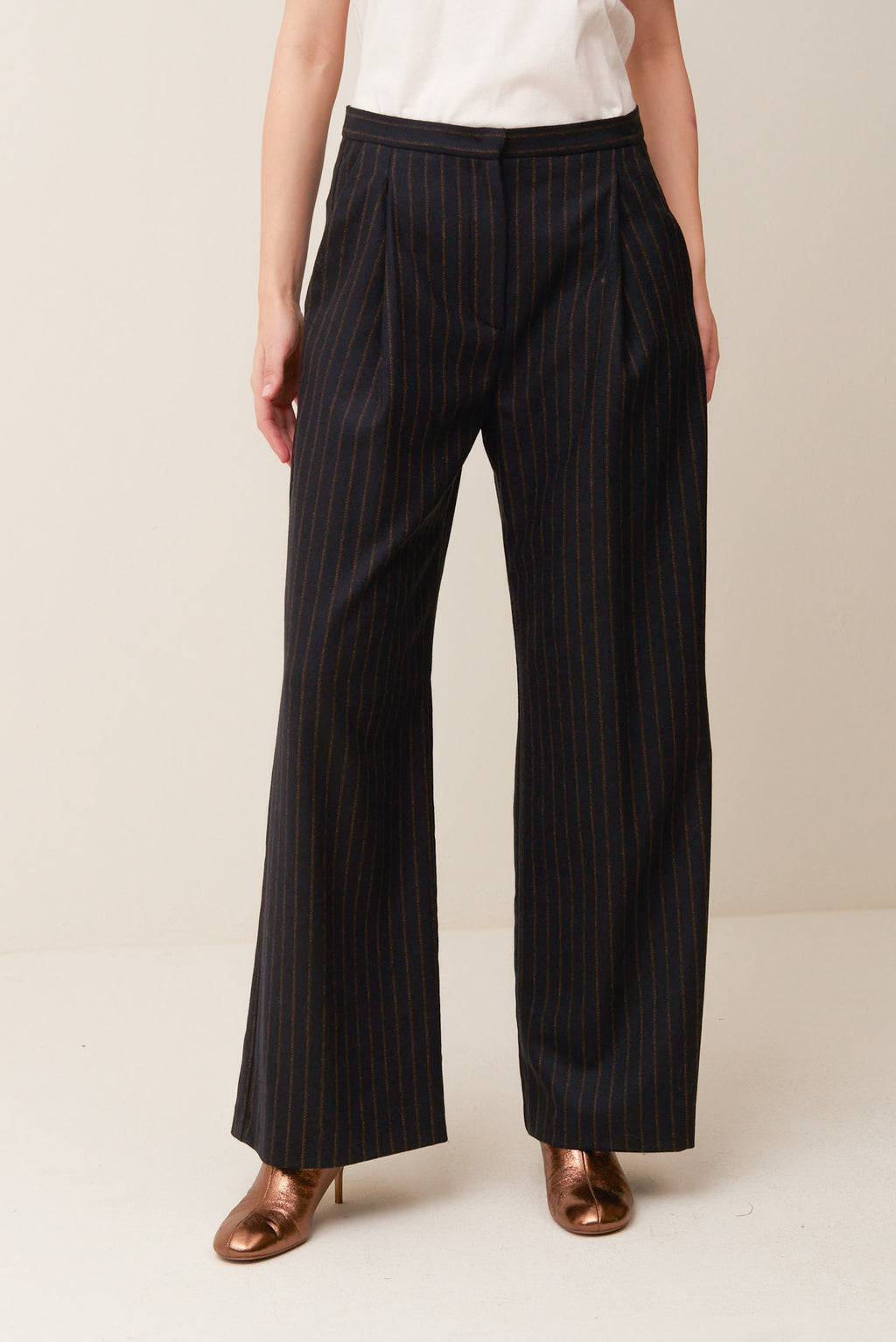 Pantalone in flanella gessata