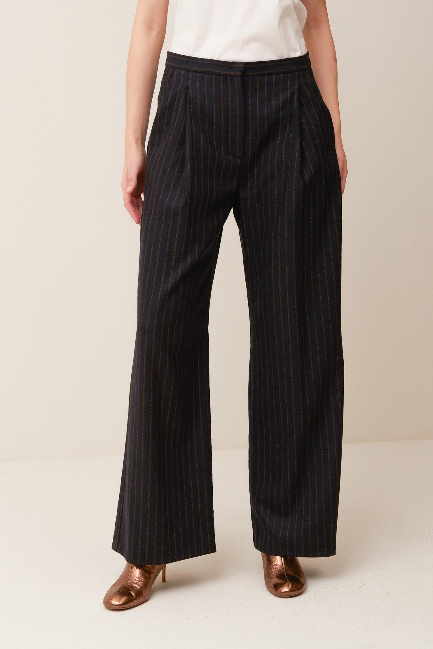 Pantalone in flanella gessata