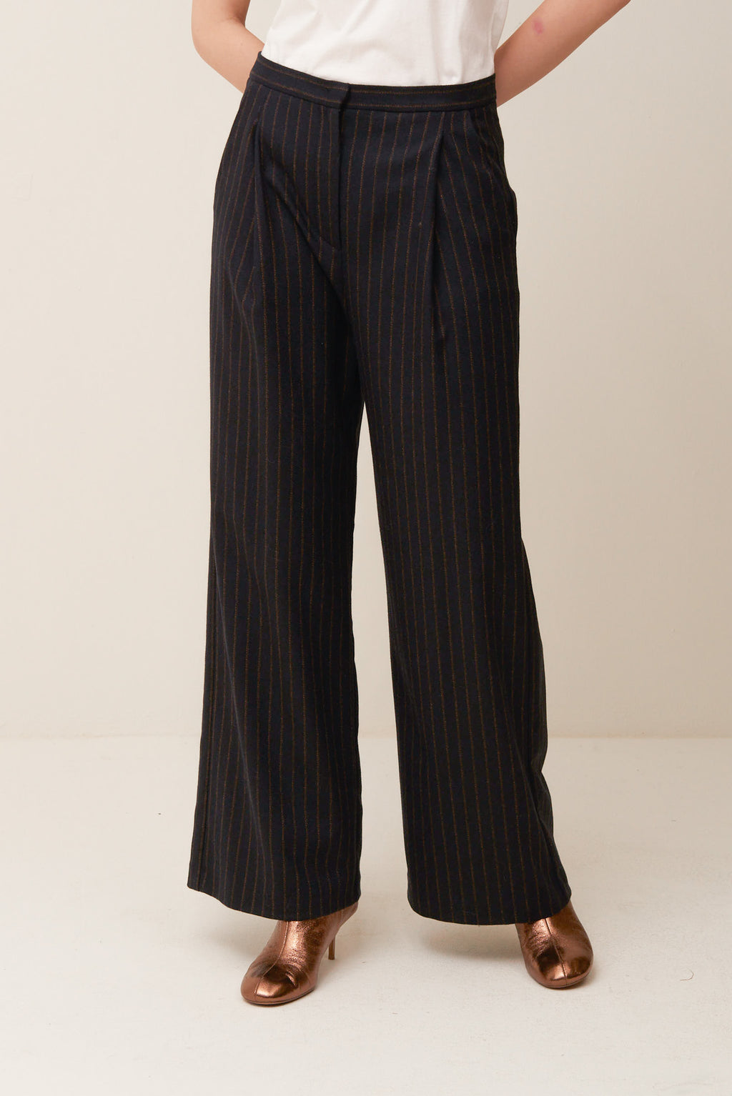 Pantalone in flanella gessata
