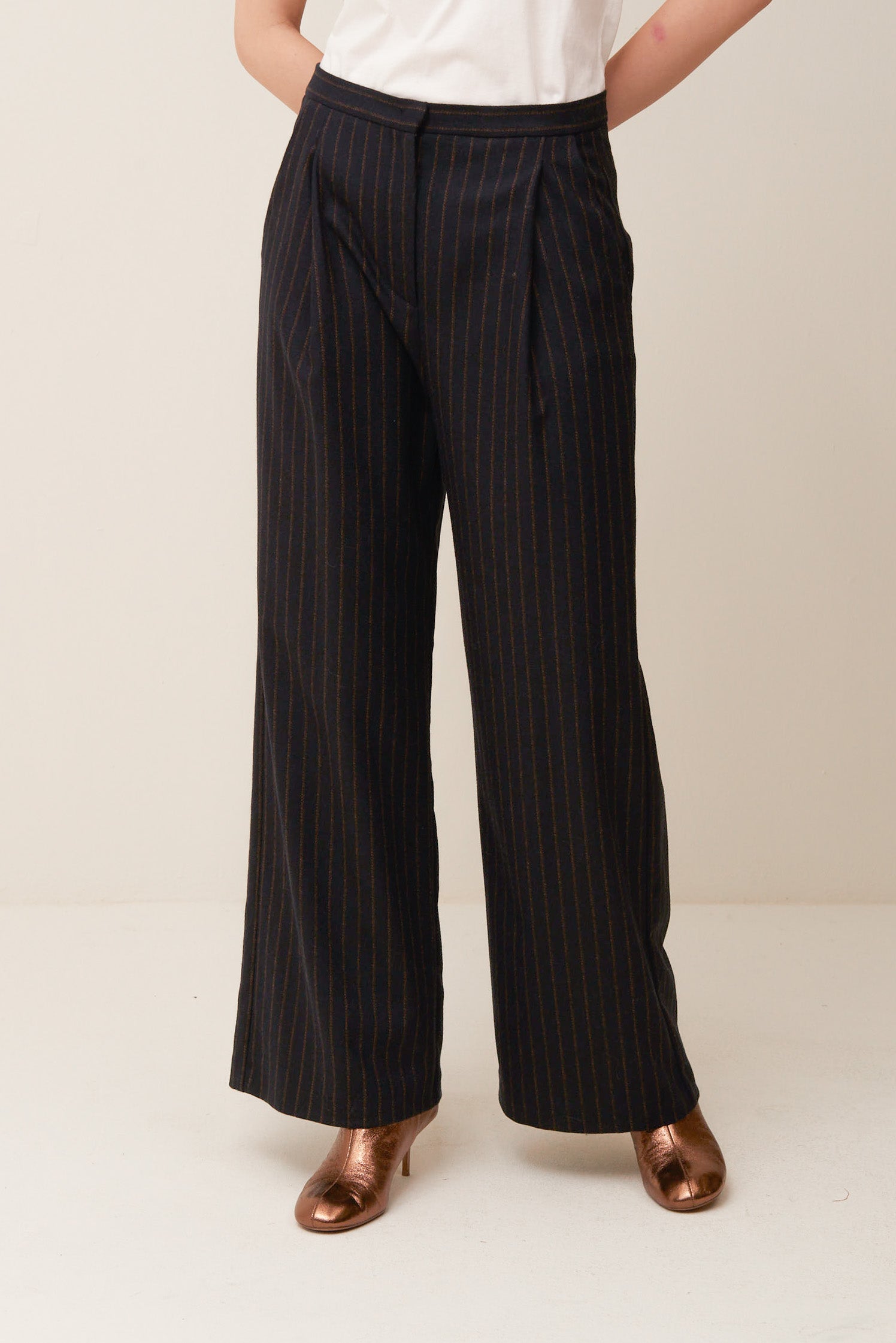 Pantalone in flanella gessata