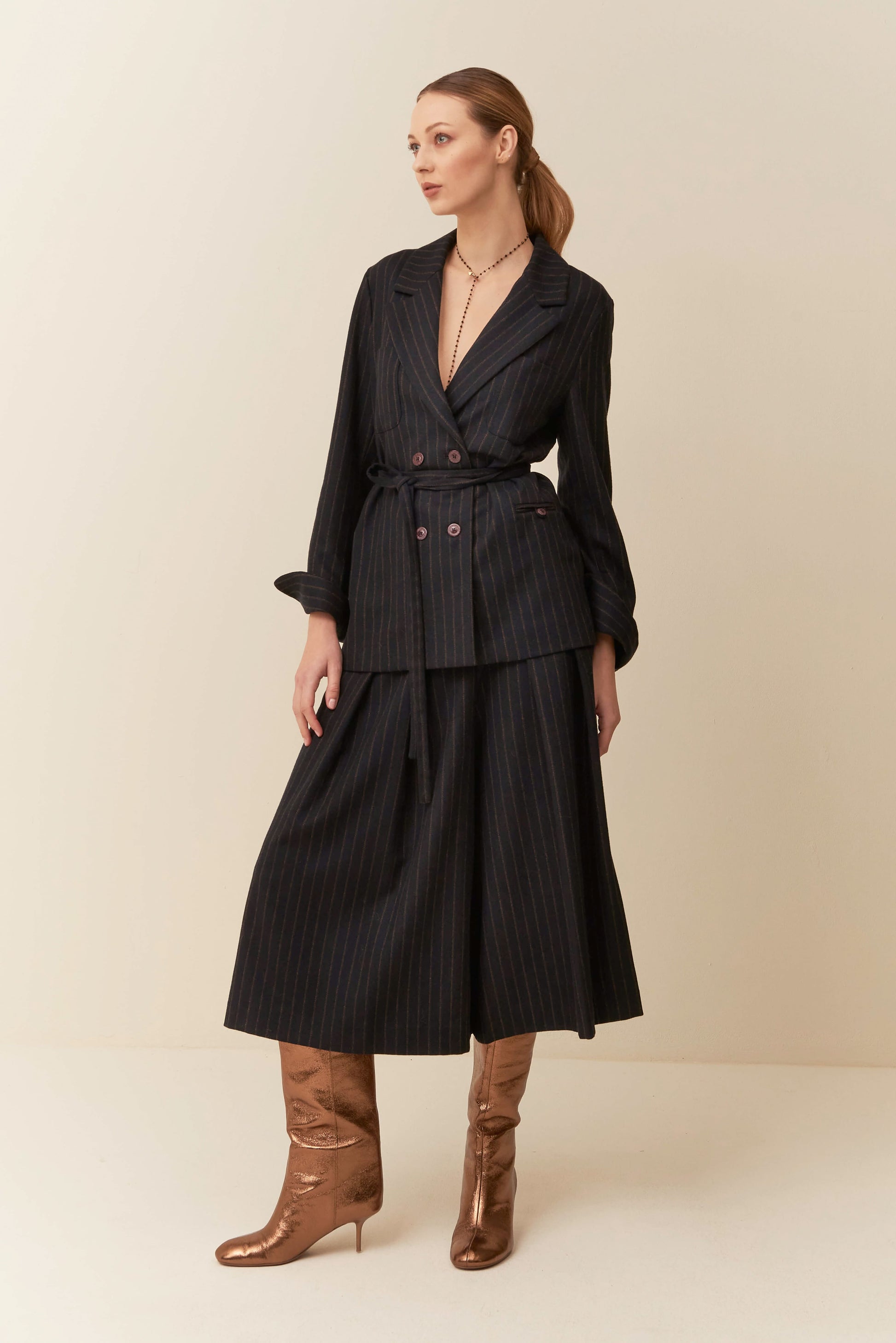 Gonna pantalone in flanella gessata