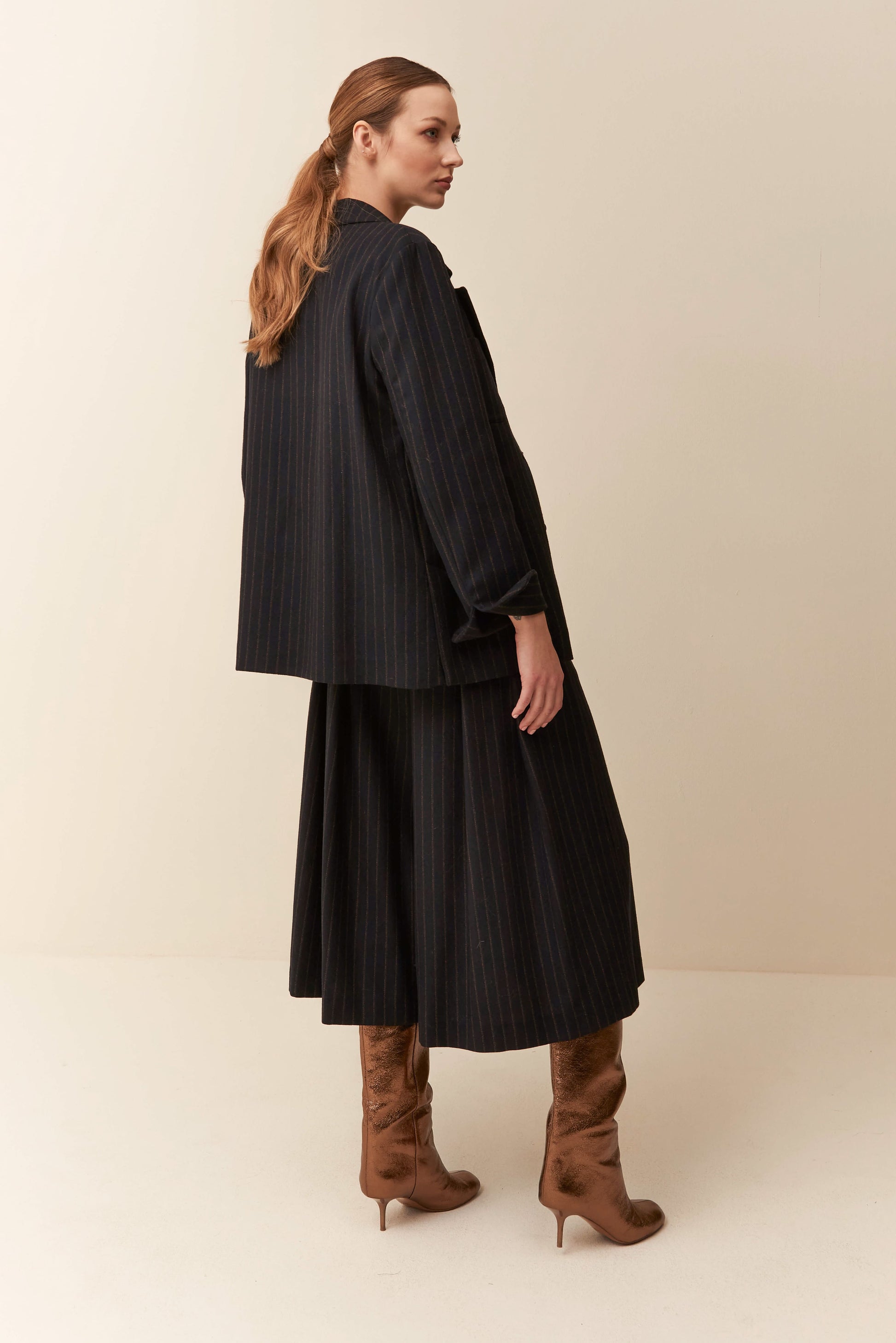 Gonna pantalone in flanella gessata