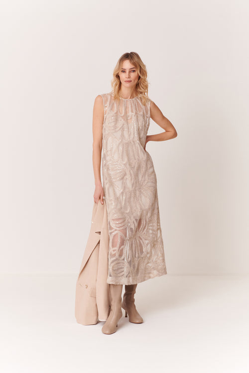 Abito tunica con sottoveste in Organza Paillettes
