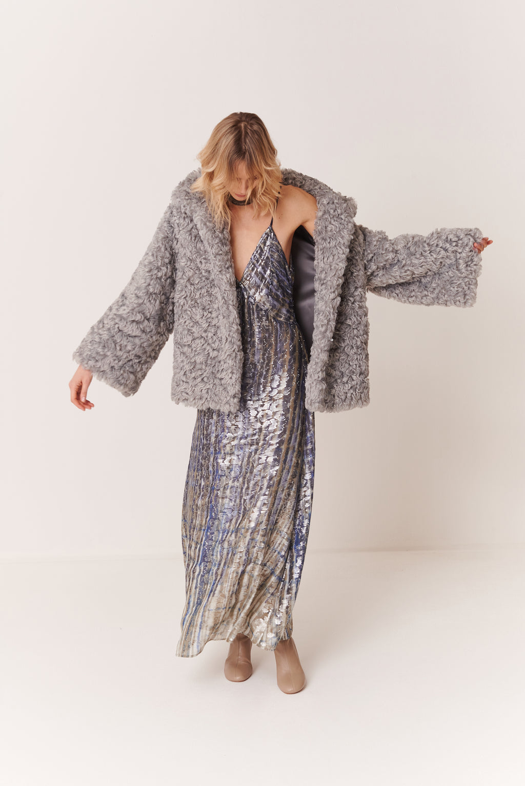 Abito sottoveste in Jacquard Seta Lurex