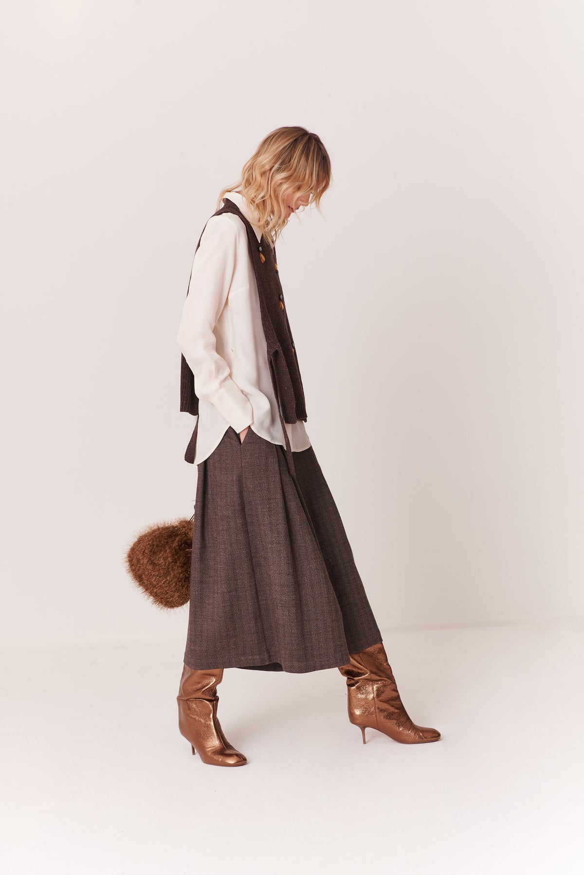 Gonna pantalone con pieghe in Tweed Sale e Pepe