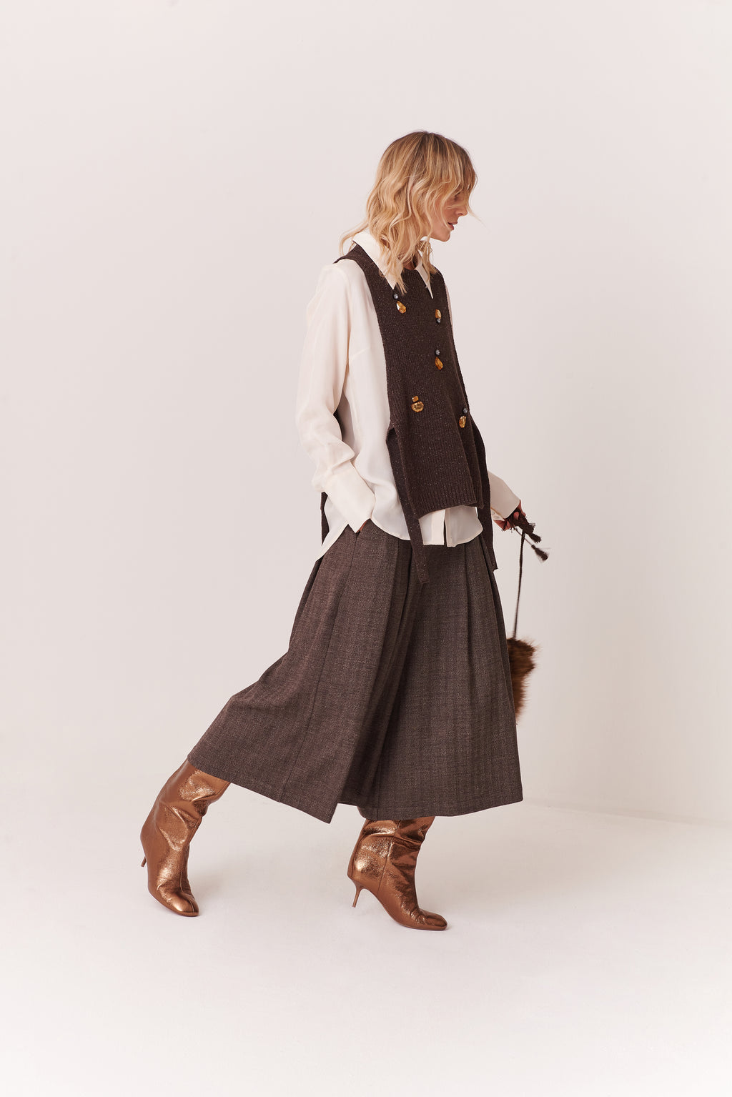 Gonna pantalone con pieghe in Tweed Sale e Pepe