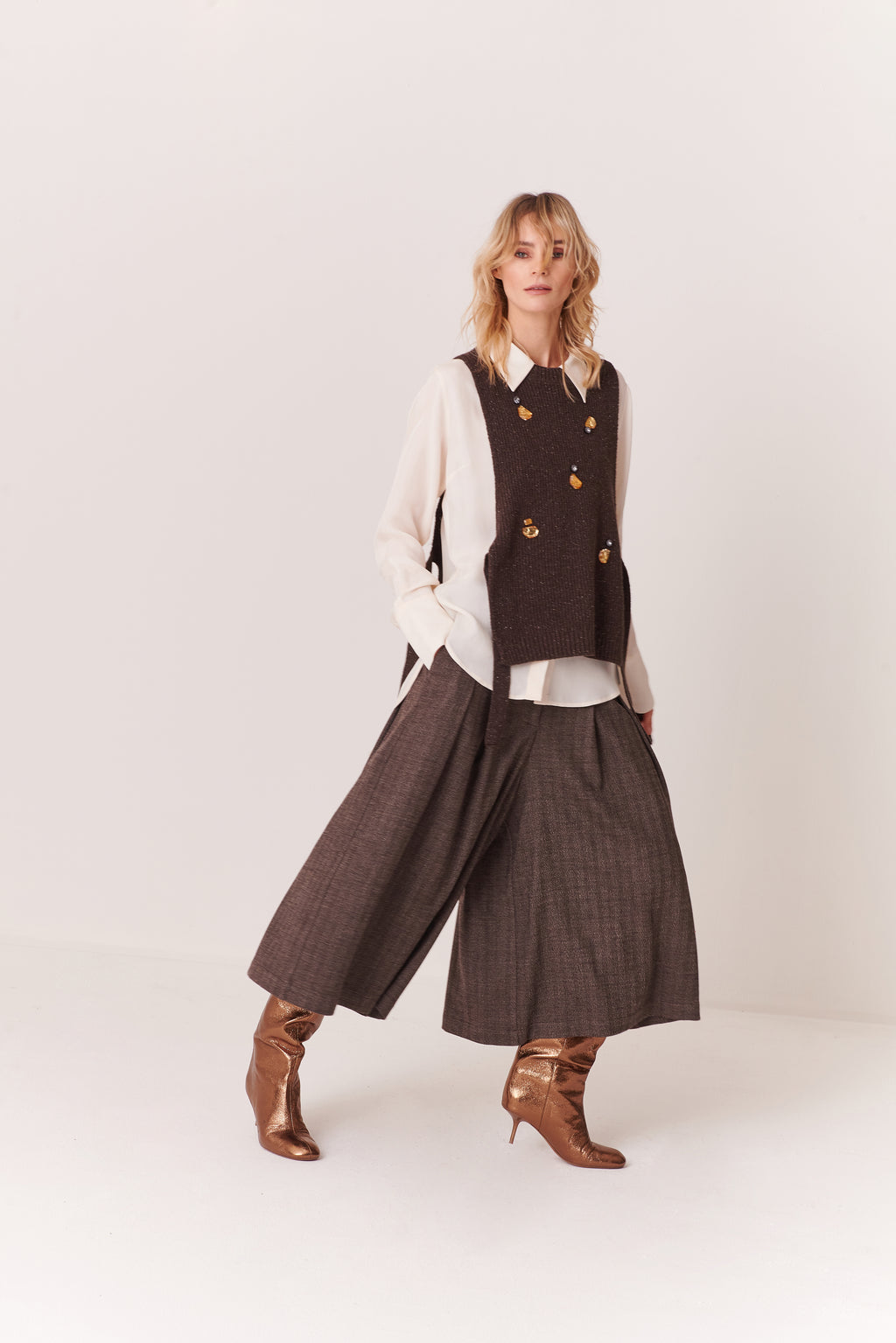 Gonna pantalone con pieghe in Tweed Sale e Pepe