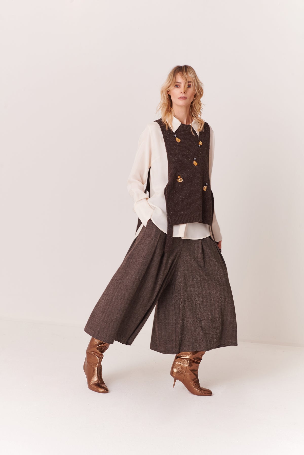 Gonna pantalone con pieghe in Tweed Sale e Pepe