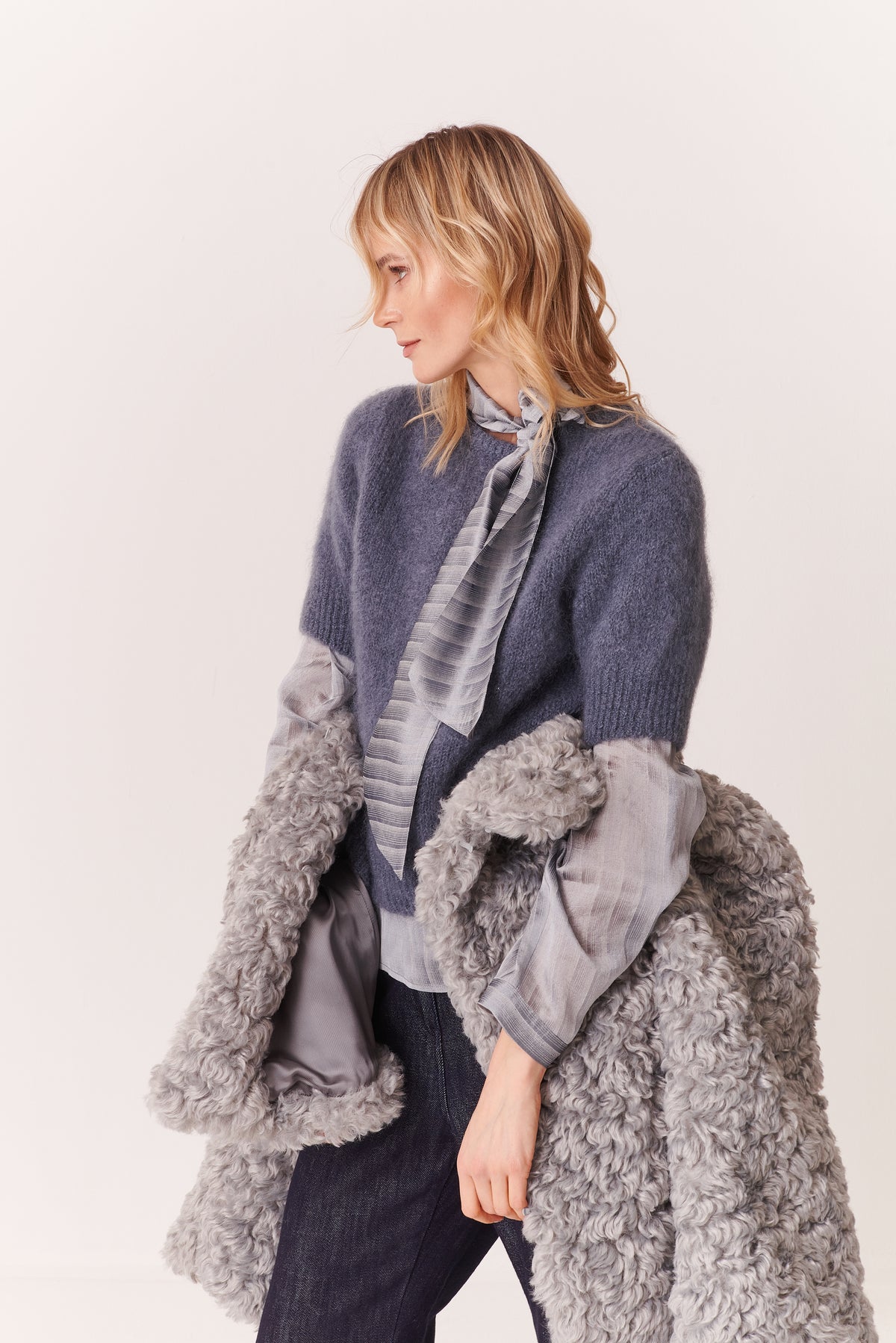 Maglia a maniche corte in Misto Mohair