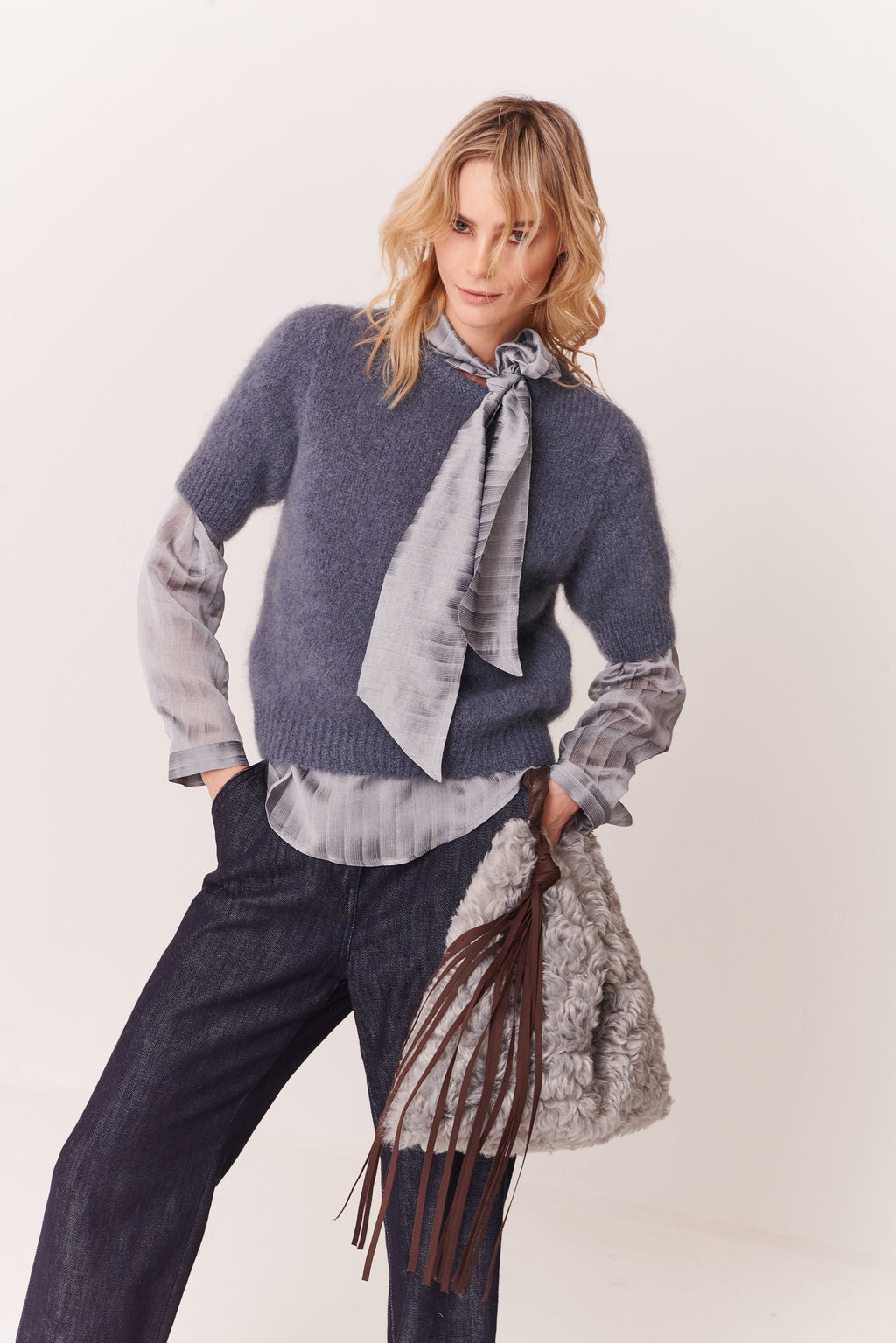 Maglia a maniche corte in Misto Mohair