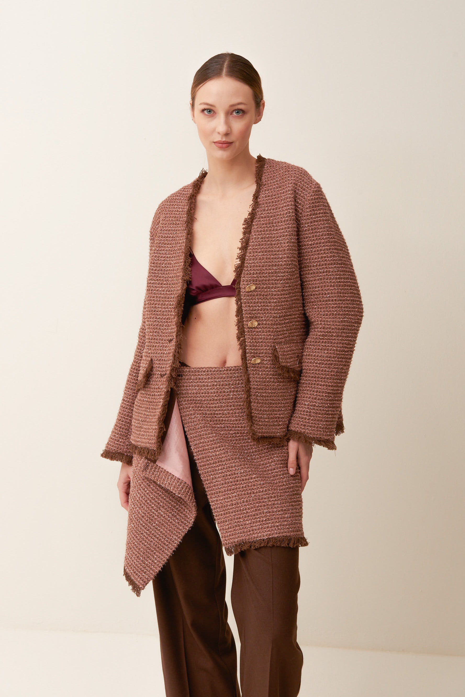Giacca Boxy in jacquard lurex