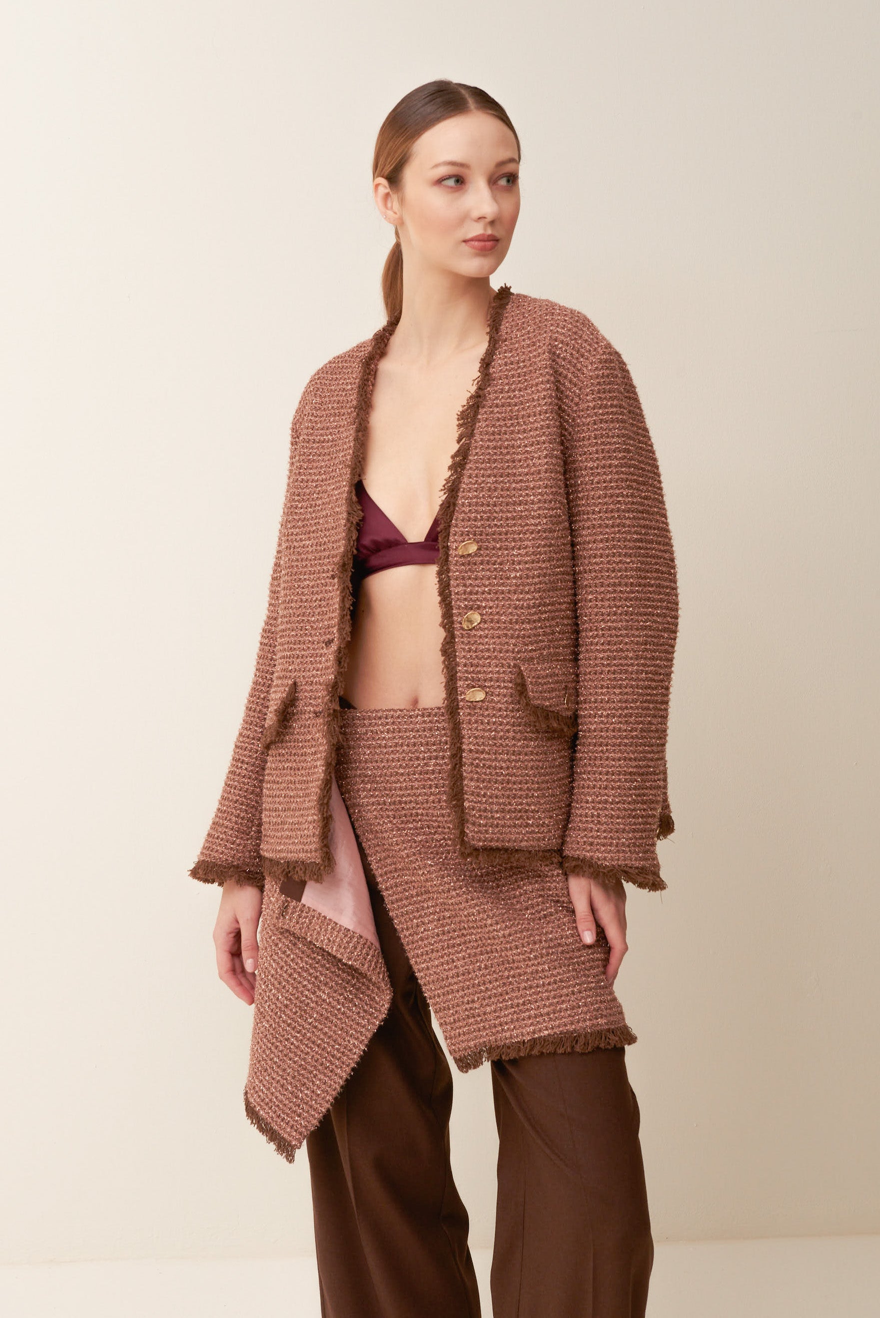 Giacca Boxy in jacquard lurex
