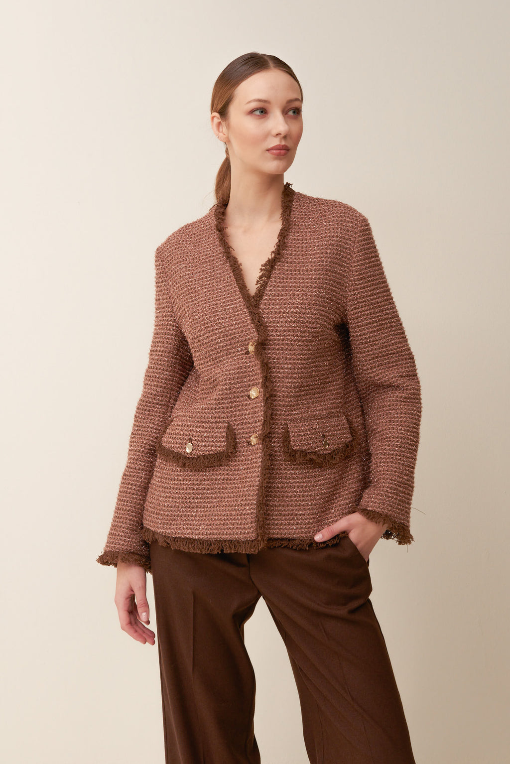 Giacca Boxy in jacquard lurex