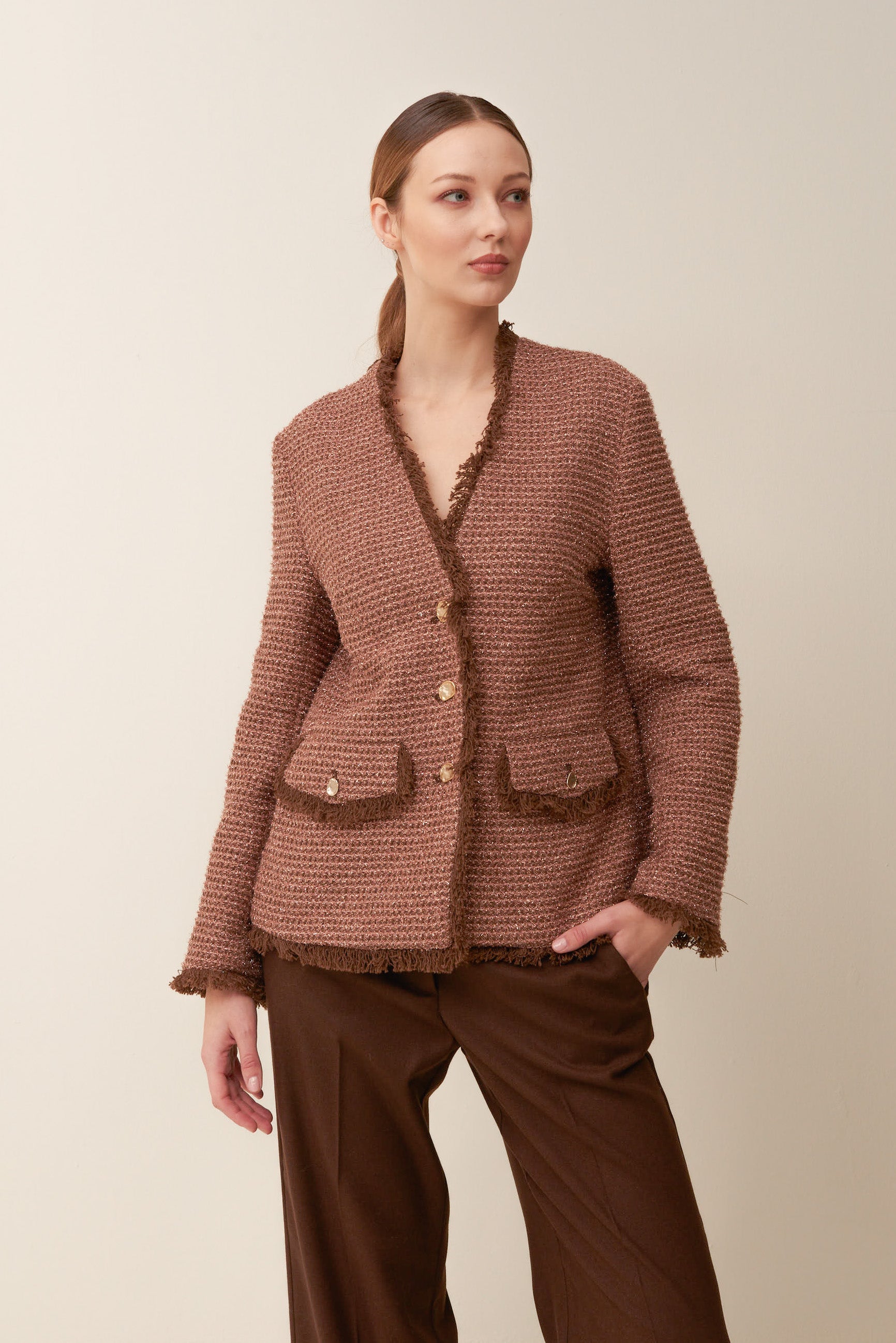 Giacca Boxy in jacquard lurex