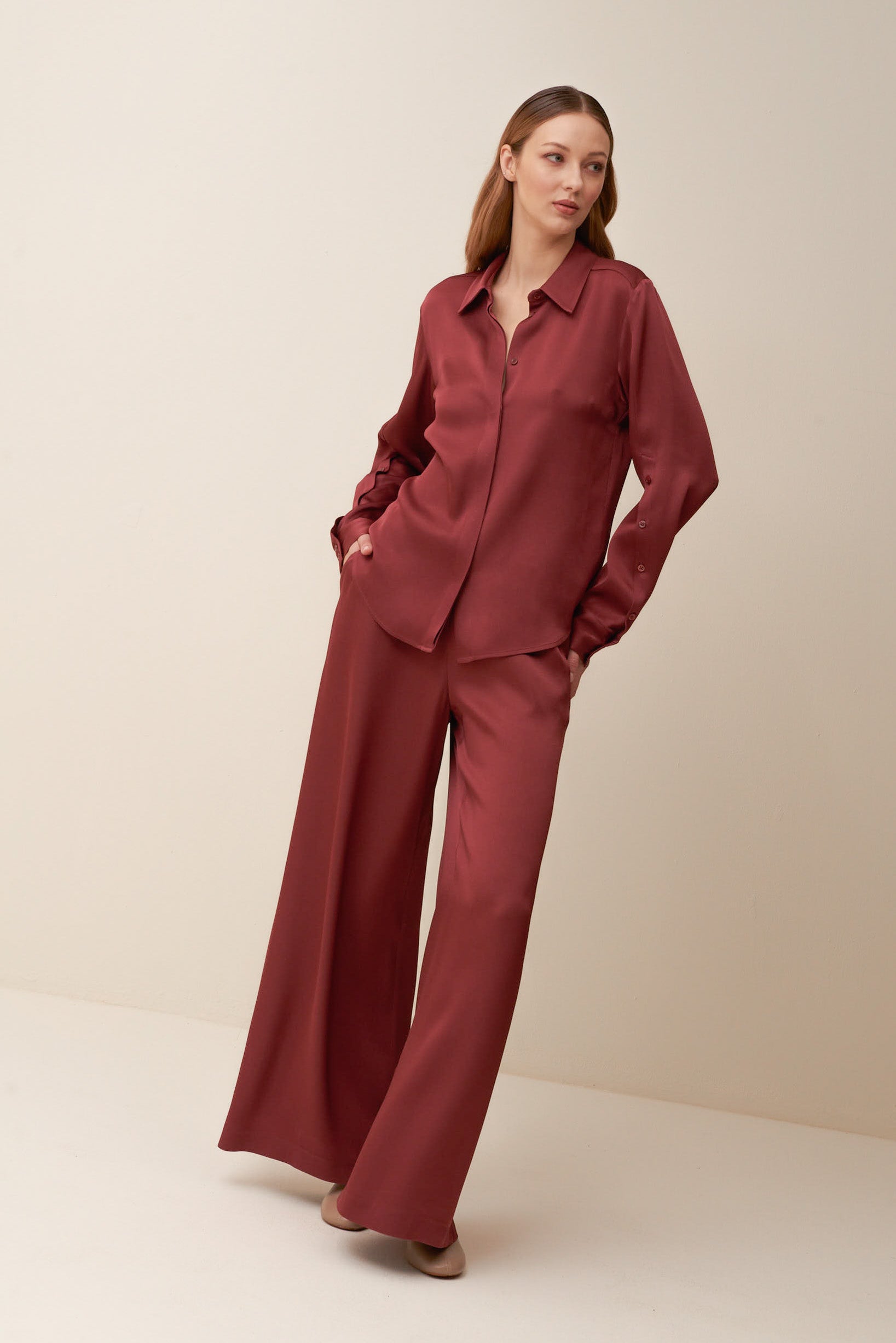 Pantalone a palazzo in crêpe