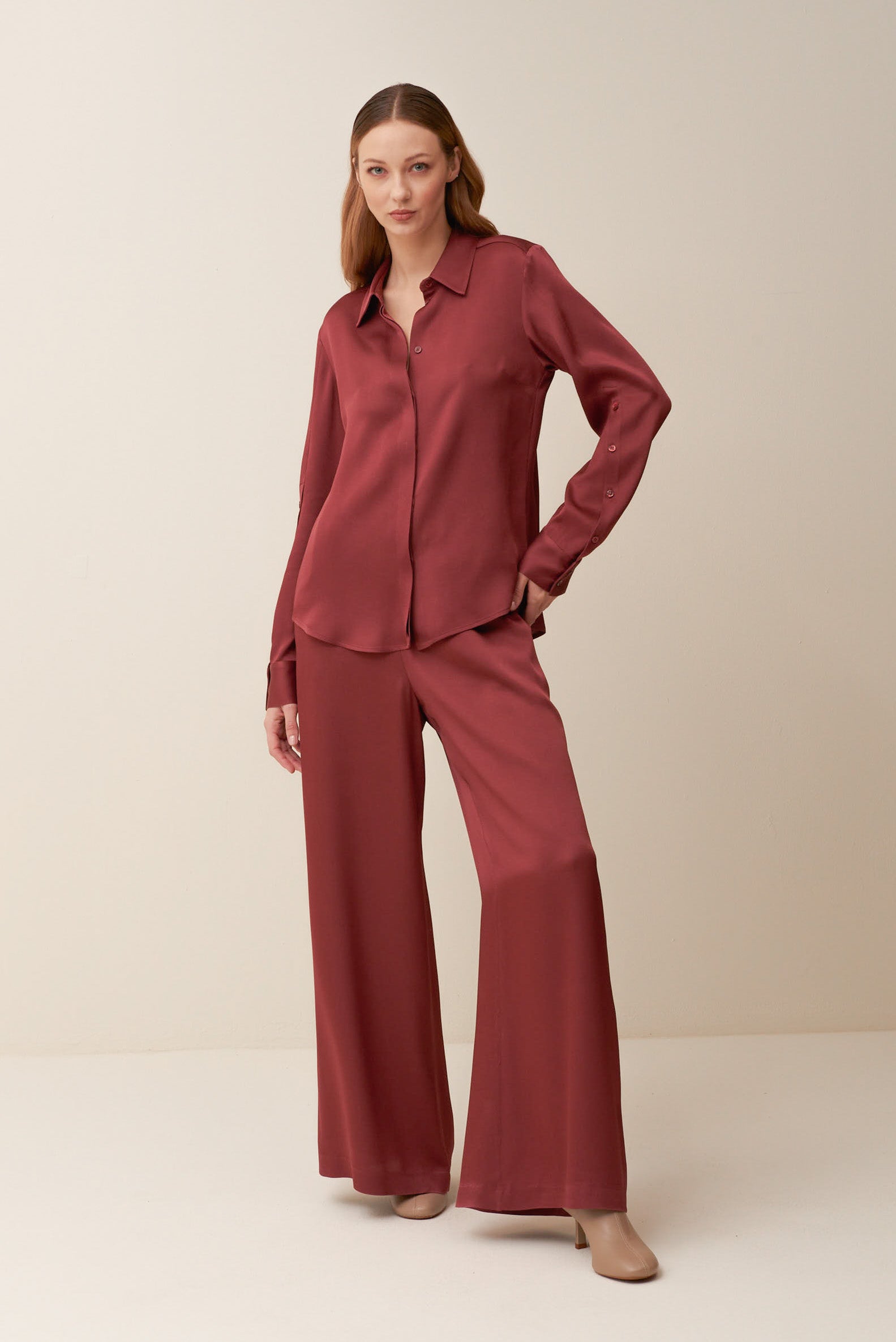 Pantalone a palazzo in crêpe