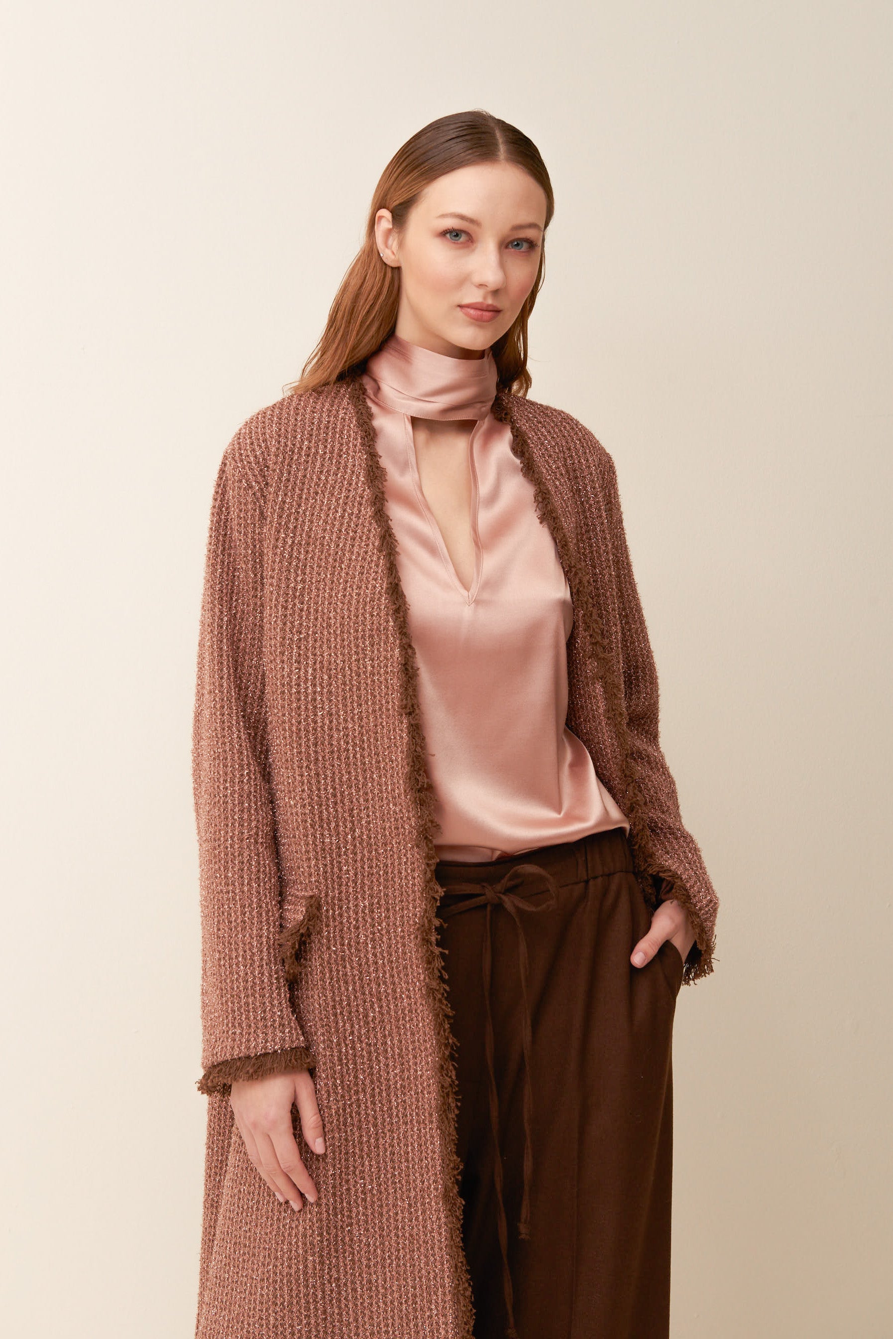 Spolvero lungo jacquard lurex