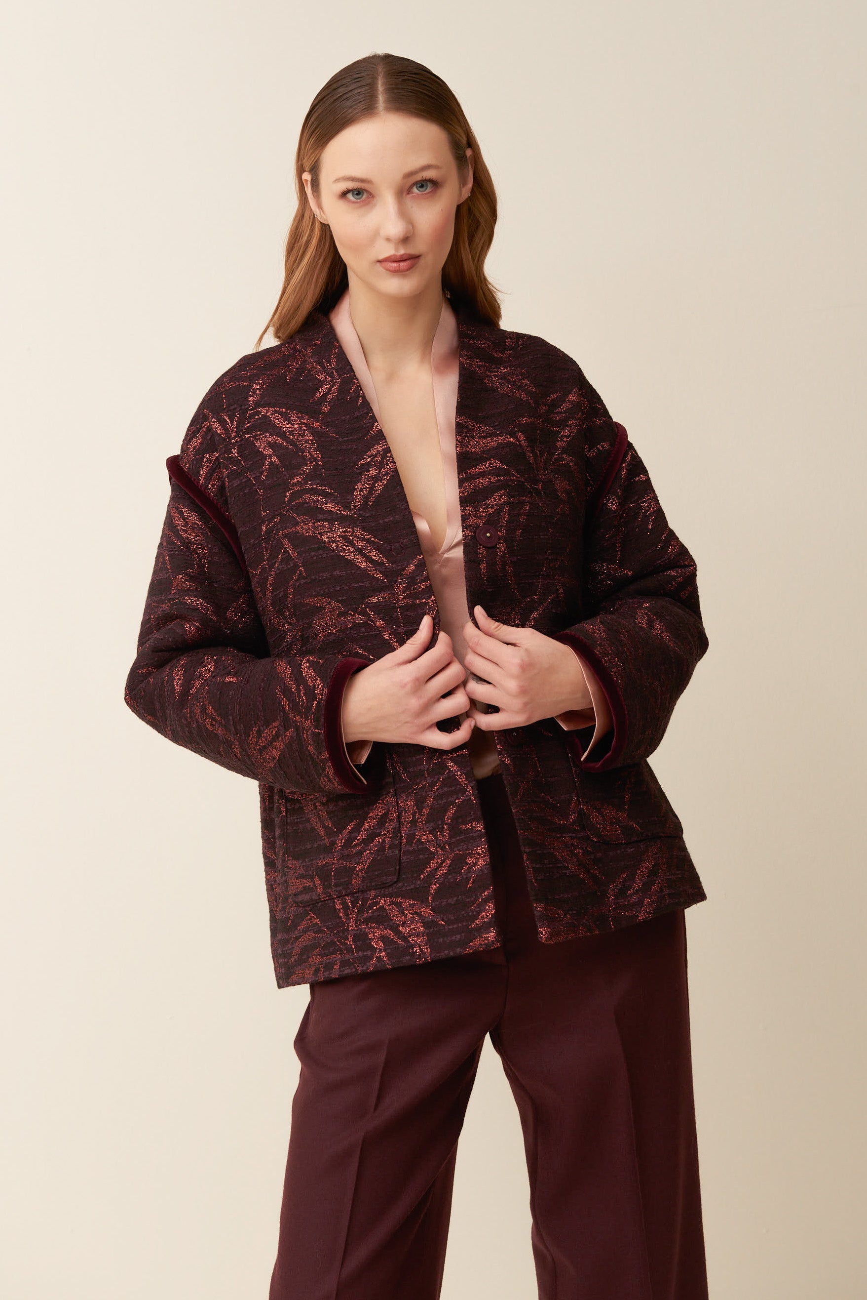 Caban in jacquard lurex