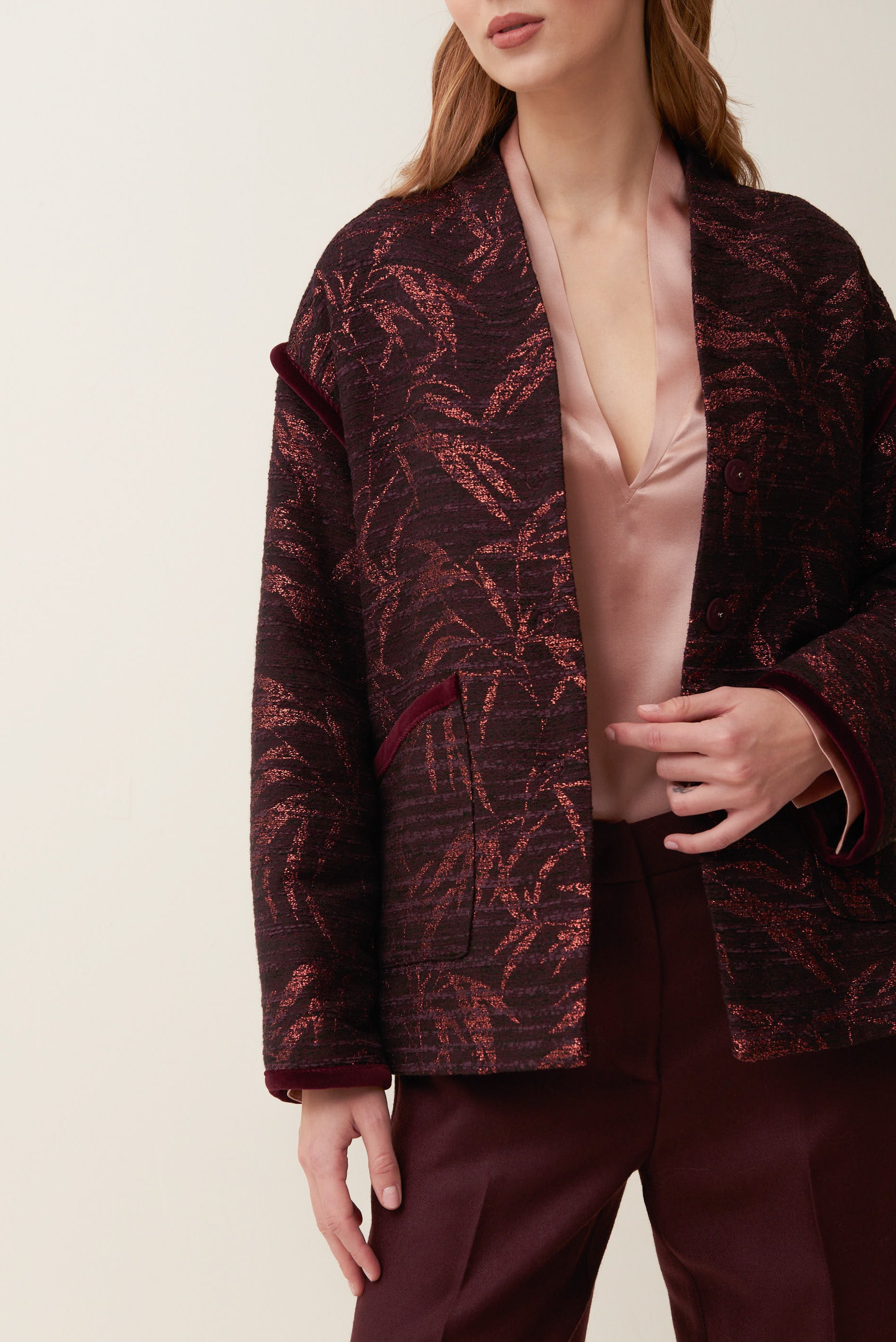 Caban in jacquard lurex